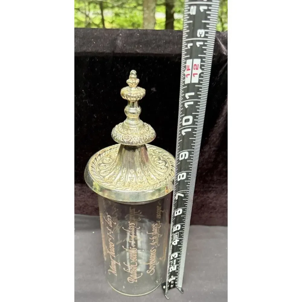 VTG Corning Seed Sprouts Cylinder 520 Glass Clear w/Brown text 1 Liter & Lid